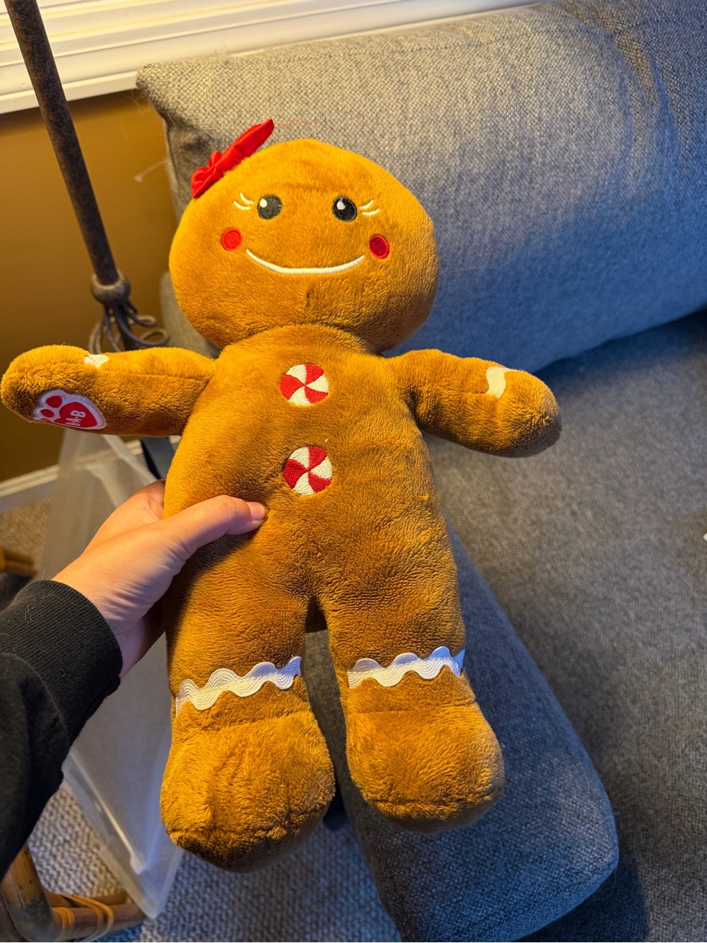 Build-A-Bear Gingerbread Plush in Brown with Red and White Details